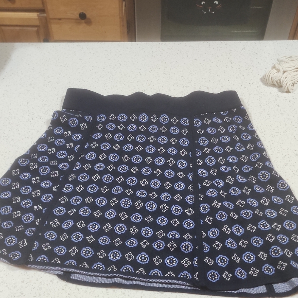LOFT Blue and White Textured Skirt